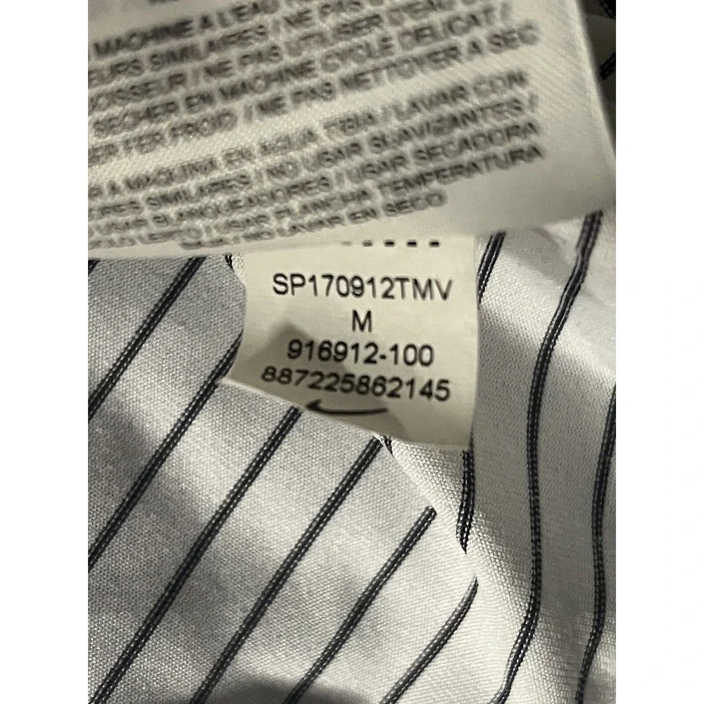 Nike Golf Polo Men's Medium White Black Stripe Standard Fit Short Sleeve